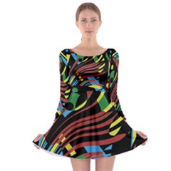 Optimistic Abstraction Long Sleeve Skater Dress by Valentinaart