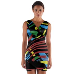 Optimistic Abstraction Wrap Front Bodycon Dress