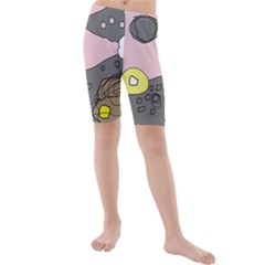 Decorative Abstraction Kid s Mid Length Swim Shorts