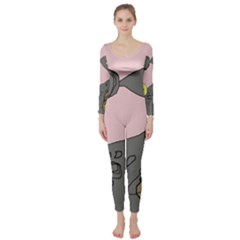 Decorative Abstraction Long Sleeve Catsuit