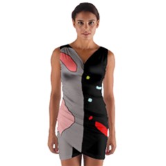 Crazy Abstraction Wrap Front Bodycon Dress