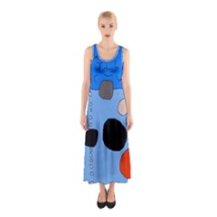 Blue Abstraction Sleeveless Maxi Dress by Valentinaart