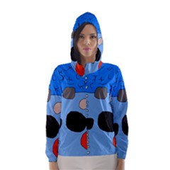 Blue Abstraction Hooded Wind Breaker (women)