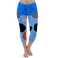 Blue Abstraction Capri Winter Leggings 