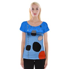 Blue Abstraction Women s Cap Sleeve Top