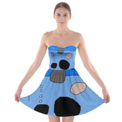 Blue Abstraction Strapless Dresses by Valentinaart