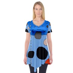 Blue Abstraction Short Sleeve Tunic 