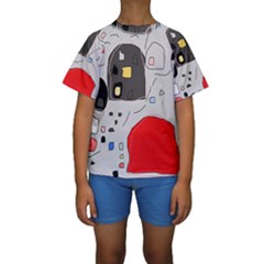 Playful Abstraction Kid s Short Sleeve Swimwear