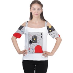 Playful Abstraction Women s Cutout Shoulder Tee