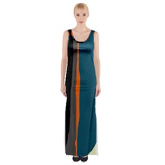 Colorful Lines  Maxi Thigh Split Dress