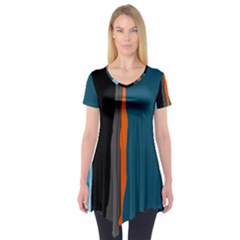 Colorful Lines  Short Sleeve Tunic 