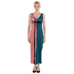 Decorative Lines Fitted Maxi Dress