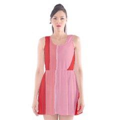 Red And Pink Lines Scoop Neck Skater Dress