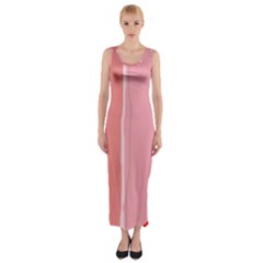 Red And Pink Lines Fitted Maxi Dress