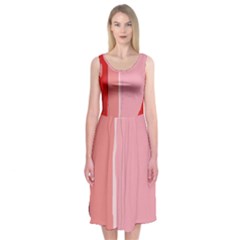 Red And Pink Lines Midi Sleeveless Dress