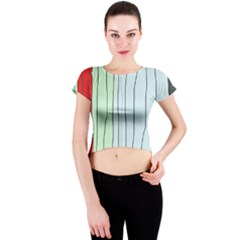 Decorative lines Crew Neck Crop Top