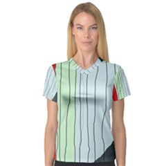 Decorative lines Women s V-Neck Sport Mesh Tee