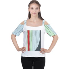 Decorative lines Women s Cutout Shoulder Tee