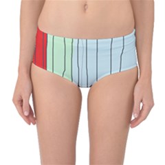 Decorative lines Mid-Waist Bikini Bottoms