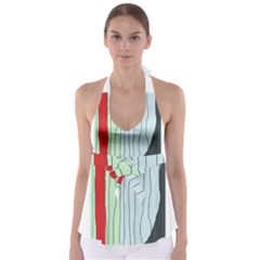 Decorative lines Babydoll Tankini Top