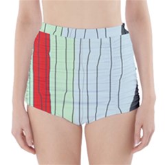 Decorative lines High-Waisted Bikini Bottoms