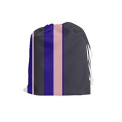 Purple, Pink And Gray Lines Drawstring Pouches (large)  by Valentinaart