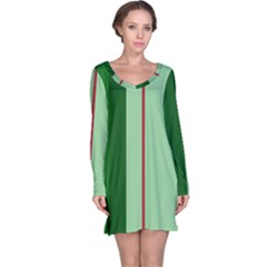 Green And Red Design Long Sleeve Nightdress by Valentinaart