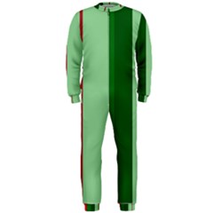 Green And Red Design Onepiece Jumpsuit (men)  by Valentinaart