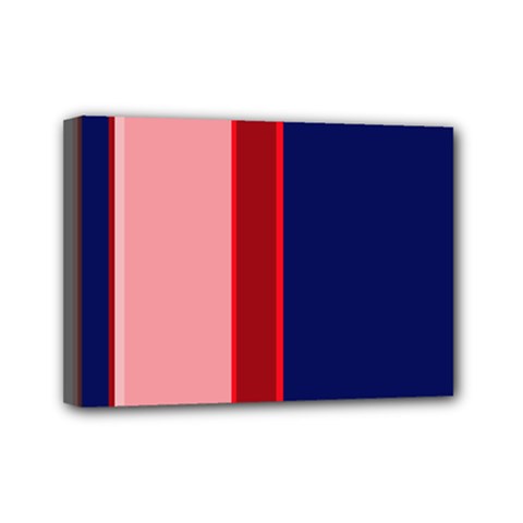 Pink and blue lines Mini Canvas 7  x 5 