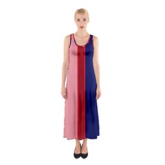 Pink and blue lines Sleeveless Maxi Dress