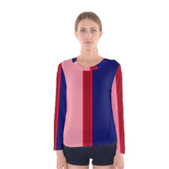 Pink and blue lines Women s Long Sleeve Tee