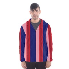 Pink and blue lines Hooded Wind Breaker (Men)