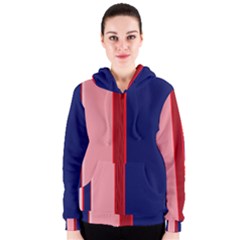 Pink and blue lines Women s Zipper Hoodie