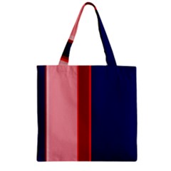 Pink and blue lines Zipper Grocery Tote Bag