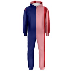 Pink and blue lines Hooded Jumpsuit (Men) 