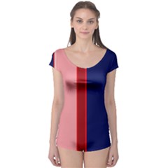 Pink and blue lines Boyleg Leotard 