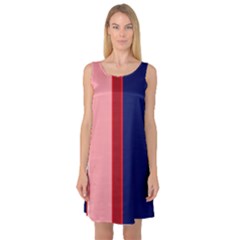 Pink and blue lines Sleeveless Satin Nightdress