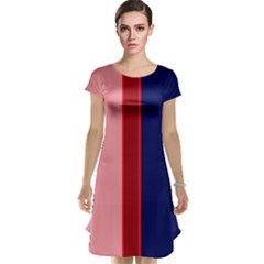 Pink and blue lines Cap Sleeve Nightdress