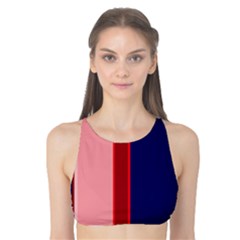 Pink and blue lines Tank Bikini Top