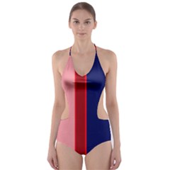 Pink and blue lines Cut-Out One Piece Swimsuit