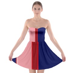 Pink and blue lines Strapless Dresses