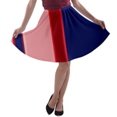 Pink And Blue Lines A-line Skater Skirt by Valentinaart