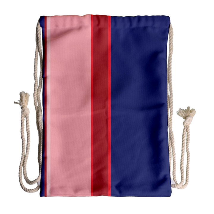 Pink and blue lines Drawstring Bag (Large)