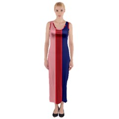 Pink and blue lines Fitted Maxi Dress