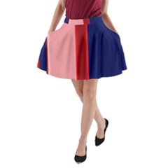 Pink and blue lines A-Line Pocket Skirt