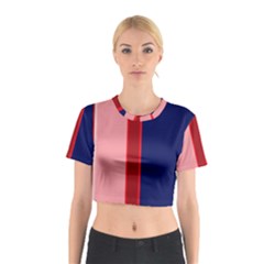 Pink and blue lines Cotton Crop Top