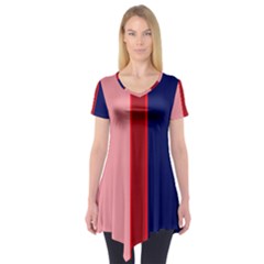 Pink and blue lines Short Sleeve Tunic 