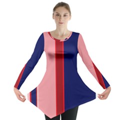 Pink and blue lines Long Sleeve Tunic 