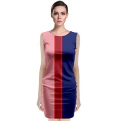 Pink and blue lines Classic Sleeveless Midi Dress