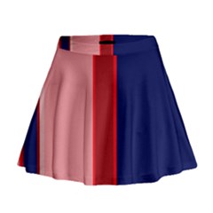 Pink and blue lines Mini Flare Skirt